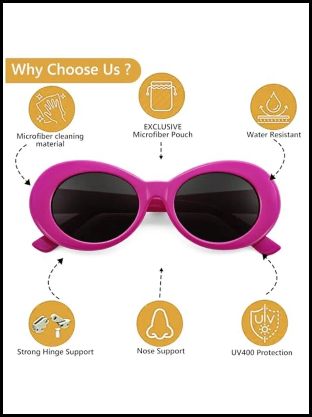 Oval Retro Sunglasses with UV400 Protection Wrap Around Frame